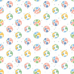 Globe symbols seamless pattern. Gift wrapping, wallpaper, background. Columbus Day