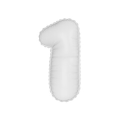 3d illustration white matt balloon number 1