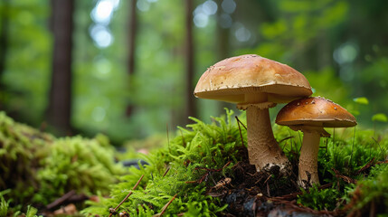 Edible mushrooms in the forest