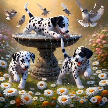 Dalmatian dog puppies