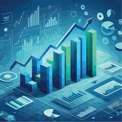 Fototapeta premium A business concept vector illustration design featuring an informative graph chart displaying business data.