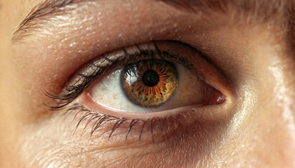 eye close up retina woman and eyelashes, laser treatment