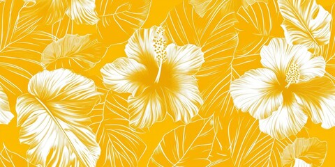 Fototapeta na wymiar hibiscus leaf pattern in yellow color in the style of bold stencil Generative AI