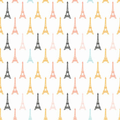 Eiffel Tower silhouettes seamless pattern. Gift wrapping, wallpaper, background. Bastille Day