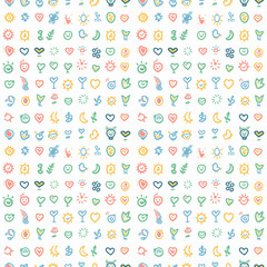 Global unity symbols seamless pattern. Gift wrapping, wallpaper, background. International Day of Friendship