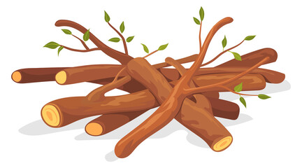 Tree branches pile. Cartoon timber. Wood sticks
