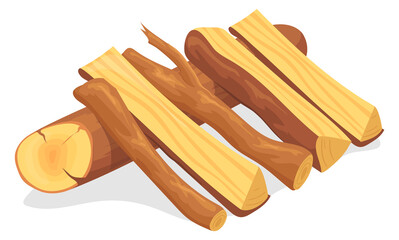 Dry firewood pile. Cartoon timber. Tree logs