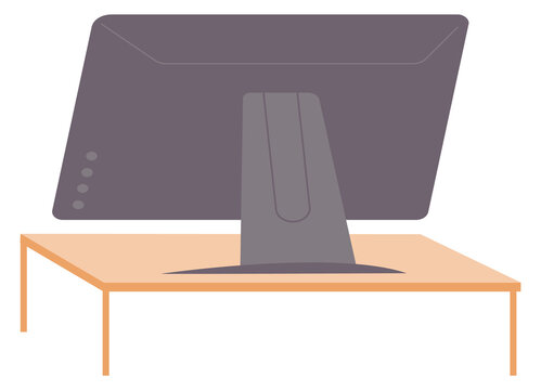 Pc monitor back view. Computer screen icon