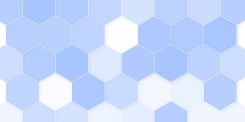 hexagon blue and white geometric background with diamond and triangle shapes layered pattern design
