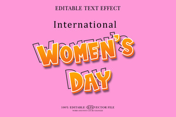 Fototapeta na wymiar Happy Women's Day Editable 3D Style EPS Vector Text Effect