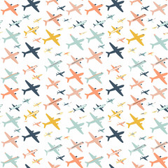 Airplanes seamless pattern. Gift wrapping, wallpaper, background. National Aviation Day