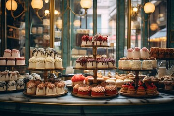 Exploring Parisian bakeries and delicious sweet treats. Generative AI - obrazy, fototapety, plakaty
