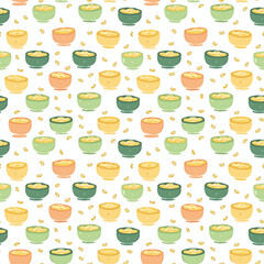 Pots of gold seamless pattern. Gift wrapping, wallpaper, background. St. Patricks Day