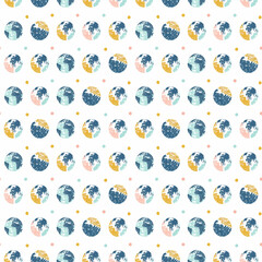 Earth globe illustrations seamless pattern. Gift wrapping, wallpaper, background. World Environment Day