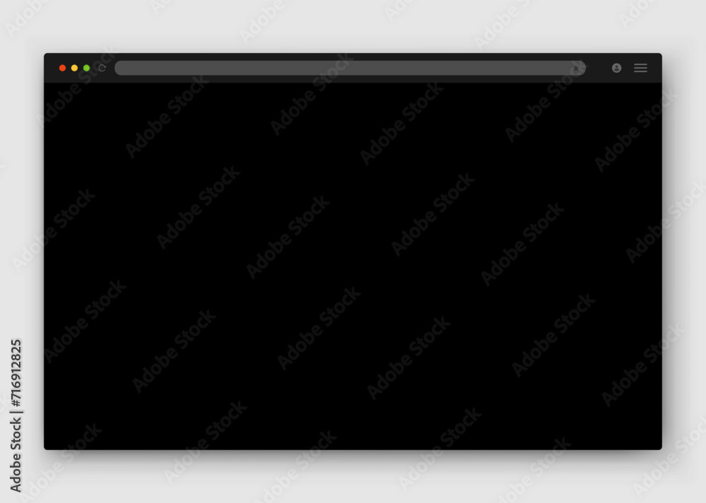 Poster an empty browser window in black on a light background. website layout with search bar, toolbar and 