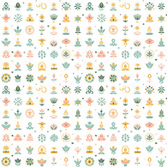 Hindu symbols seamless pattern. Gift wrapping, wallpaper, background. Diwali