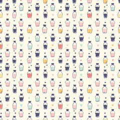 Love potions seamless pattern. Gift wrapping, wallpaper, background. Valentines Day