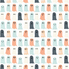 Ghosts seamless pattern. Gift wrapping, wallpaper, background. Halloween
