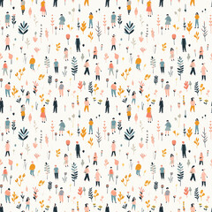 Kindness challenge scenes seamless pattern. Gift wrapping, wallpaper, background. World Kindness Day