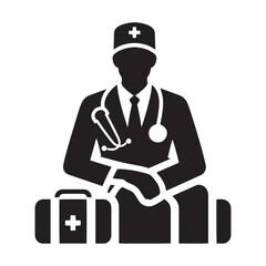 Healing Harmonies: Doctor Silhouette Set Evoking the Harmony of Compassionate Healthcare - Doctor Illustration - Doctor Vector
