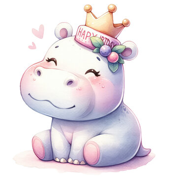 Cute Hippo Birthday Party | Adorable Animal Celebration Illustration
Happy Hippo Birthday Card | Cartoon Jungle Safari Theme for Kids
Smiling Hippo with Birthday Cake | Children's Party Invitation Art