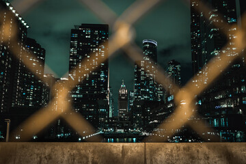 chicago skyline through the fence