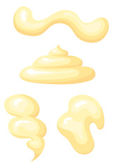 Mayonnaise splash set. Dip sauce drop stains