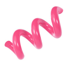 3d Spiral curve line decorative Christmas element red color. Realistic design In plastic cartoon style. transparent winter background illustration