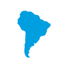 South America map vector pale blue isolated on white background. Flat Earth, Icon