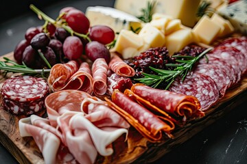Slicing sausage and cheese in a restauran
