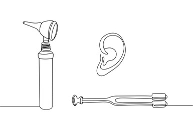 Otoscope. Ear. Tool. Otolaryngologist. Tuning fork
