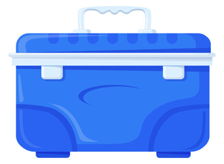 Portable fridge cartoon icon. Summer ice box