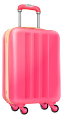 Realistic suitcase mockup. Pink travel bag. Busness luggage