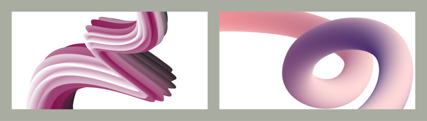 Abstract volumetric background. Cords. set of two illustrations. Toothpaste in a tube. Minimalism. Creative modern background. Cover design, wallpaper, background. eps vector.