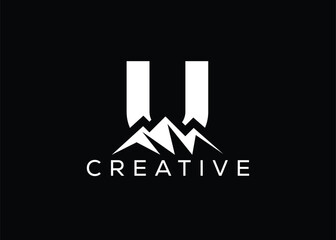 Minimal Letter U mountain logo design vector template. Initial Letter U hill vector logo