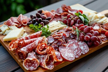 Slicing sausage and cheese in a restauran