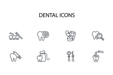 Dental icon set.vector.Editable stroke.linear style sign for use web design,logo.Symbol illustration.