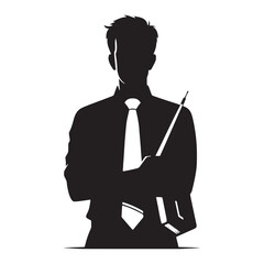 Knowledge Keepers: Silhouettes of Teachers Preserving the Flame of Learning and Intellectual Discovery - Teacher Illustration - Teacher Vector
