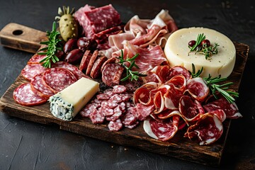 Slicing sausage and cheese in a restauran