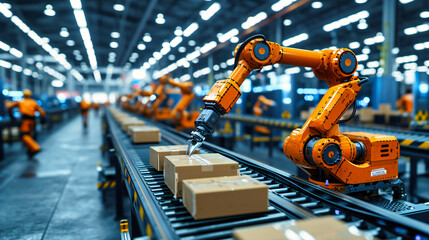 Industrial Symphony: Robotic Arms and Automated Machinery at Work in a Modern Automotive Factory