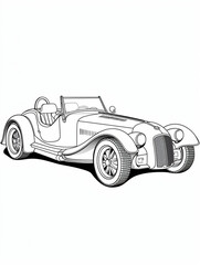 classic car coloring page for kids coloring page black and white lines, created with Generative AI technology