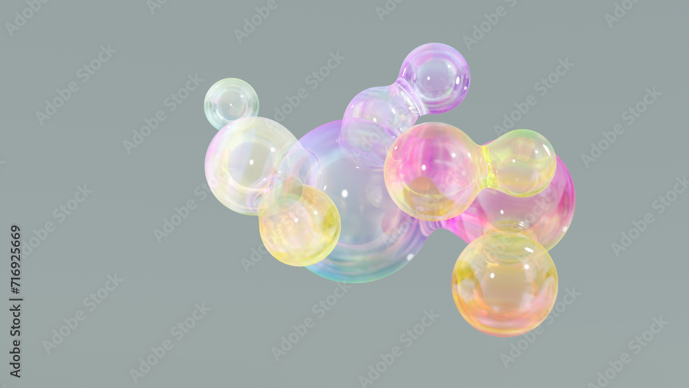 Poster abstract floating circles with space on a bright pastel-colored background. a 3d-colored sphere with