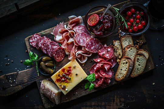 Slicing sausage and cheese in a restauran