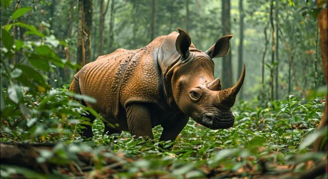 a rhino in the forest footage