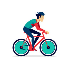 Man cycling. Flat graphic vector illustration on white background.