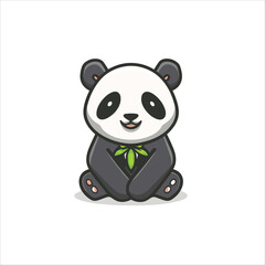 panda flat vector illustration logo design