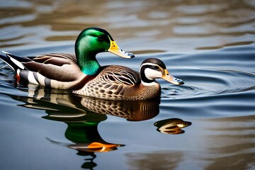 pair of duck on the water