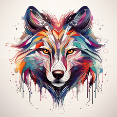 Vibrant Abstract Wolf Portrait