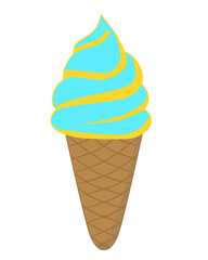 Doodle ice cream illustration inspired by sea salt and banana flavor with brown yellow and blue color that can be use for social media, sticker, wallpaper, e.t.c