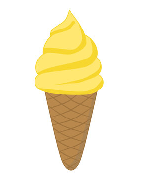 Doodle ice cream illustration inspired by banana flavor with brown and yellow color that can be use for social media, sticker, wallpaper, e.t.c